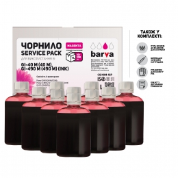 Чернила Barva Canon gi-40 m/gi-490 m (pixma g5040/g1400) (40 m/gi-490 m) magenta 1 л (10x100 мл) service pack (cgi40m-1sp) I-BARE-CGI40-1SP-M