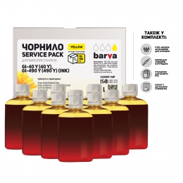 Чернила Barva Canon gi-40 y/gi-490 y (pixma g5040/g1400) (40 y/gi-490 y) yellow 1 л (10x100 мл) service pack (cgi40y-1sp) I-BARE-CGI40-1SP-Y