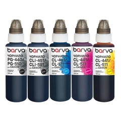 Комплект чернил для Canon PGI-450PGBK + CLI-451BK/C/M/Y специальные 5x100 мл, пигментные/водорастворимые, PGBK/BK/C/M/Y Barva (CPGI450-100-MP) I-BARE-PGI450-100-MP
