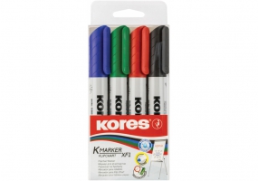 Набор маркеров для флипчартов KORES XF1 1-3 мм, 4 шт. в блистере K21344