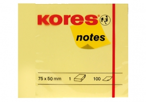 Блок для заметок с клейким слоем 40х50 мм Kores, 100 л.,упаковка 3 шт., желтые K46050