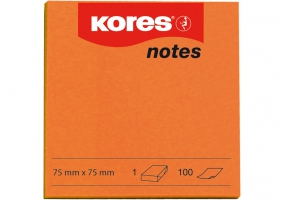 Блок для нотаток з клейким шаром 75х75 мм Kores, 100 арк., неон помаранчевий K47074