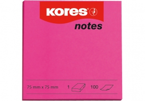 Блок для нотаток з клейким шаром 75х75 мм Kores, 100 арк., неон рожевий K47075