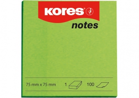Блок для нотаток з клейким шаром 75х75 мм Kores, 100 арк., неон зелений K47077