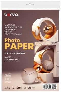 Фотобумага для лазерной печати матовая двусторонняя 120 г/м2, A4, 100 л Everyday Barva (LP-LBE120-462) LP-BAR-LBE120-462