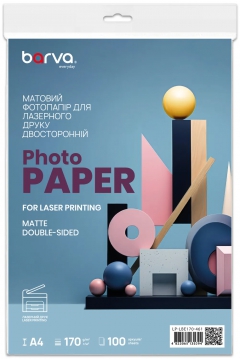 Фотобумага для лазерной печати матовая двусторонняя 170 г/м2, A4, 100 л Everyday Barva (LP-LBE170-461) LP-BAR-LBE170-461