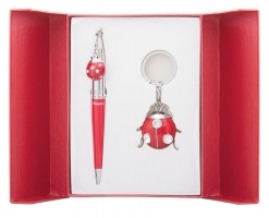 Набор подарочный "Beetle": ручка шариковая + брелок, красный Langres