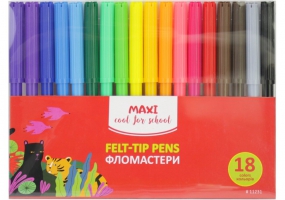 Фломастери Animal world, 18 кольорів MAXI MX11231