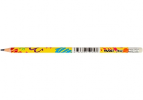 Карандаш чернографитный пластиковый FUN HB ассорти корпус, заостренный с резинкой MAXI MX14939