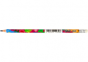 Карандаш чернографитный пластиковый FUN HB ассорти корпус, заостренный с резинкой MAXI MX14939