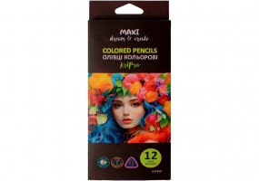 Карандаши цветные профессиональные "Art Pro", 12 цветов, треугольные MAXI MX15159