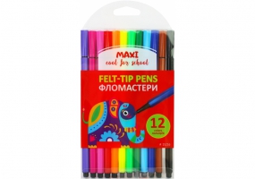 Фломастери шестигранні, 12 кольорів MAXI MX15216