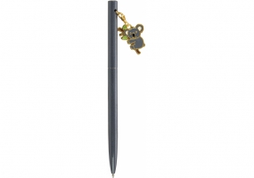 Ручка металлическая серая с брелоком "Серая коала", пишет синим MAXI MX16324