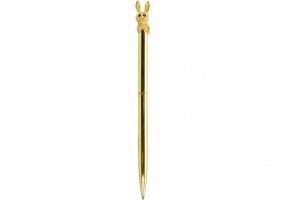 Ручка металлическая с фигуркой "Золотистый зайчик", пишет синим MAXI MX16326