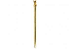 Ручка металлическая с фигуркой "золотистый песик", пишет синим MAXI MX16329