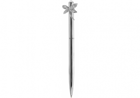 Ручка металлическая с фигуркой "Серебристая стрекоза", пишет синим MAXI MX16330