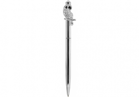 Ручка металлическая с фигуркой "Серебристая сова", пишет синим MAXI MX16331