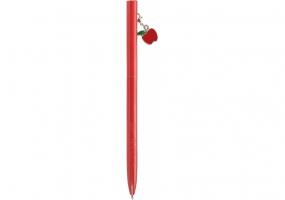 Ручка металлическая красная с брелоком "Яблочко", пишет синим MAXI MX16334