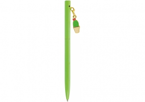 Ручка металева зелена з брелоком "Кактус", пише синім MAXI MX16337