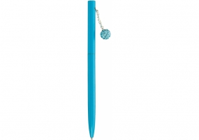 Ручка металева блакитна із сяючим брелоком, вкритим кристалами, пише синім MAXI MX16352