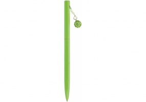 Ручка металева зелена із сяючим брелоком, вкритим кристалами, пише синім MAXI MX16353