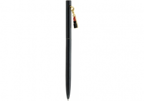 Ручка металева чорна з брелоком "Помада", пише синім MAXI MX16354