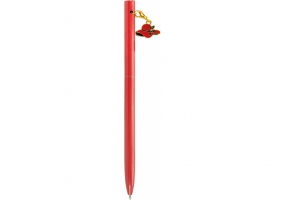 Ручка металева червона з брелоком "Капелюшок", пише синім MAXI MX16357