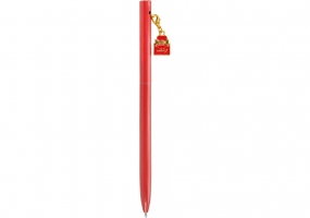 Ручка металева червона з брелоком "Парфуми", пише синім MAXI MX16358
