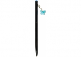 Ручка металлическая с голубым брелоком-кристаллом "Бабочка", пишет синим MAXI MX16360