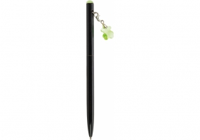 Ручка металлическая с зеленым брелоком-кристаллом "Мишка", пишет синим MAXI MX16361