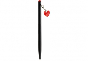 Ручка металлическая с красным брелоком-кристаллом "Сердце", пишет синим MAXI MX16363