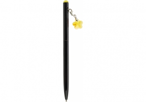 Ручка металлическая с желтым брелоком-Кристаллом "цветок", пишет синим MAXI MX16364
