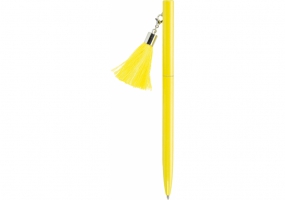 Ручка металева жовта з брелоком-китичкою, пише синім MAXI MX16367