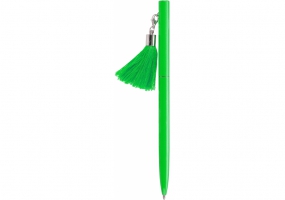 Ручка металлическая зеленая с брелоком-кисточкой, пишет синим MAXI MX16368