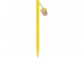 Ручка металева жовта з брелоком "Snack", пише синім MAXI MX16372
