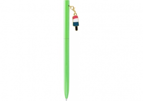 Ручка металева зелена з брелоком "Snack", пише синім MAXI MX16373