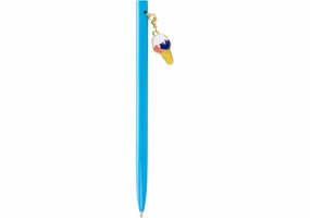 Ручка металева блакитна з брелоком "Snack", пише синім MAXI MX16374