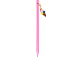 Ручка металлическая розовая с брелоком "Snack", пишет синим MAXI MX16375