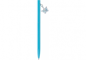 Ручка металева блакитна із сяючим брелоком "Метелик", вкритим кристалами, пише синім MAXI MX16379