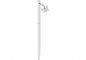 Ручка металева біла із сяючим брелоком "Метелик", вкритим кристалами, пише синім MAXI MX16381