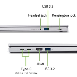 Ноутбук Acer Extensa EX215-57 15.6&quot; FHD IPS, Intel i3-1315U, 8GB, F512GB, UMA, Lin, серебристый NX.EJAEU.002