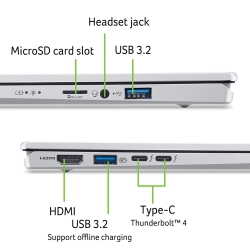 Ноутбук Acer Swift Go 14 SFG14-74 14&quot; WUXGA OLED, Intel U7-255H, 16GB, F1TB, UMA, Win11, серебристый NX.JCWEU.005