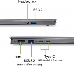Ноутбук Acer Swift Go 14 SFG14-64 14&quot; WUXGA OLED, AMD R5-340, 16GB, F512GB, UMA, Win11, серебристый NX.JDAEU.003