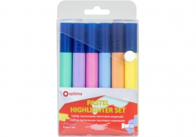 Набір текстових маркерів Optima 1-4,5 мм, 6 кольорів пастель в пеналі O15831