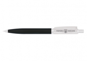 Ручка кулькова UKRAINE, корпус чорний з хромом CABINET O15957-16-2P