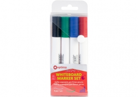 Набор маркеров для белых досок Optima 2 мм, 4 цвета в пенале O16212