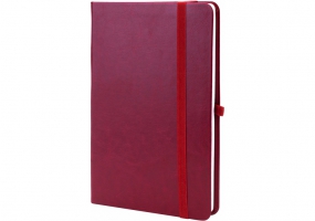 Деловая записная книжка NEBRASKA, А5, Мягкая обложка, резинка, белый блок линия, бордо OPTIMA O20124-18