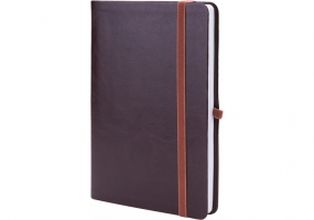 Деловая записная книжка NEBRASKA, А5, Мягкая обложка, резинка, белый блок линия, темно-коричневый OPTIMA O20124-43