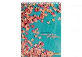 Блокнот "Рисунки природы: Листья", А5, обл. картон, верх. спираль, 80 арк., клит. OPTIMA O20332-31