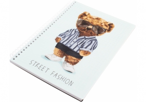 Блокнот "Pets Fashion: Bear" А5 (150х200), пластикова обкладинка, ПВХ спіраль, 80 арк., клітинка OPTIMA O20832-27